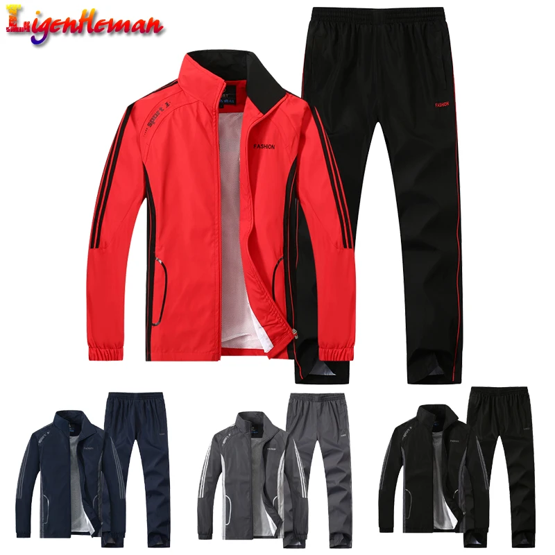 Плюс размер 4XL 5XL весенне-осенний спортивный костюм мужские комплекты одежды из двух предметов повседневный спортивный костюм спортивная куртка+ штаны спортивные костюмы