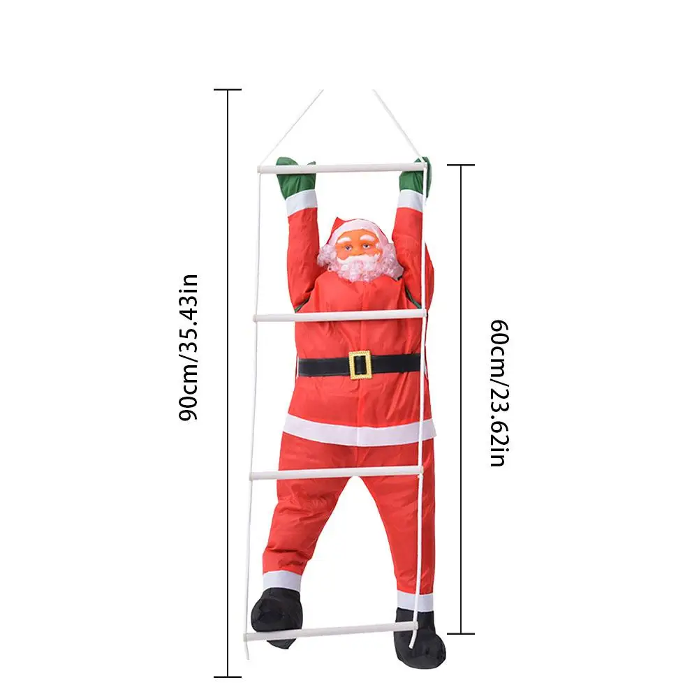 Baratos 60CM climbing rope Ladder Santa Claus decoraciones de Navidad al aire libre colgante de muñeco de Santa Claus decoraciones de Año Nuevo ornamento de la gota
