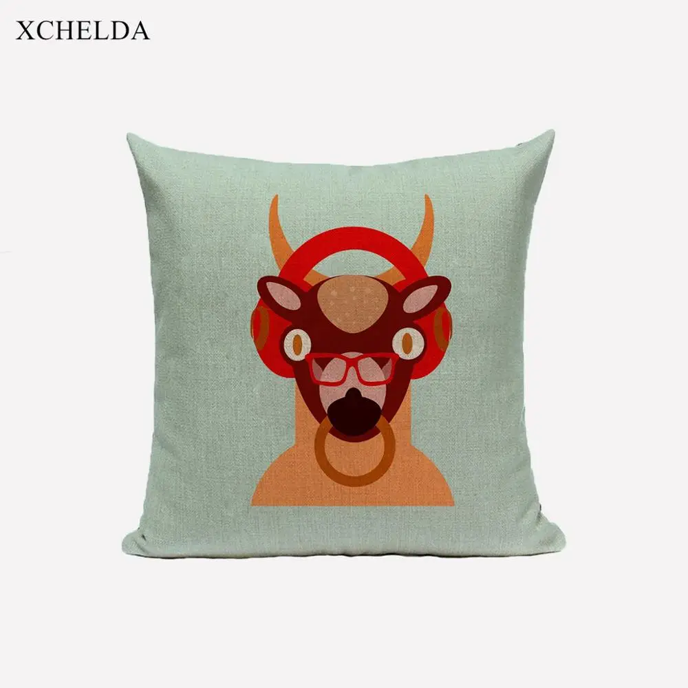 Cushion Cover Animal Nordic Style Decorative throw Pillow Case 45*45 Linen Pillowcase for Modern Home Decoration Sofa