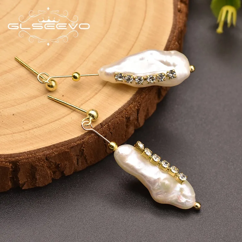 GLSEEVO длинные серьги с барочным жемчугом для женщин подарок на свадьбу, помолвку дизайн Роскошные ювелирные изделия GE0834