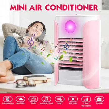 

Home Mini Air Conditioner Portable bluetooth Radio Air Cooler USB Personal Space Cooler Fan Air Cooling Rechargeable Fan Desk