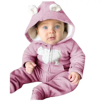 

New Romper Baby Hot Sale Cute Girl Boy Newborn Winter Fleece Jumpsuit Ear Hooded Romper Warm Coat Outwear recien nacido bebes