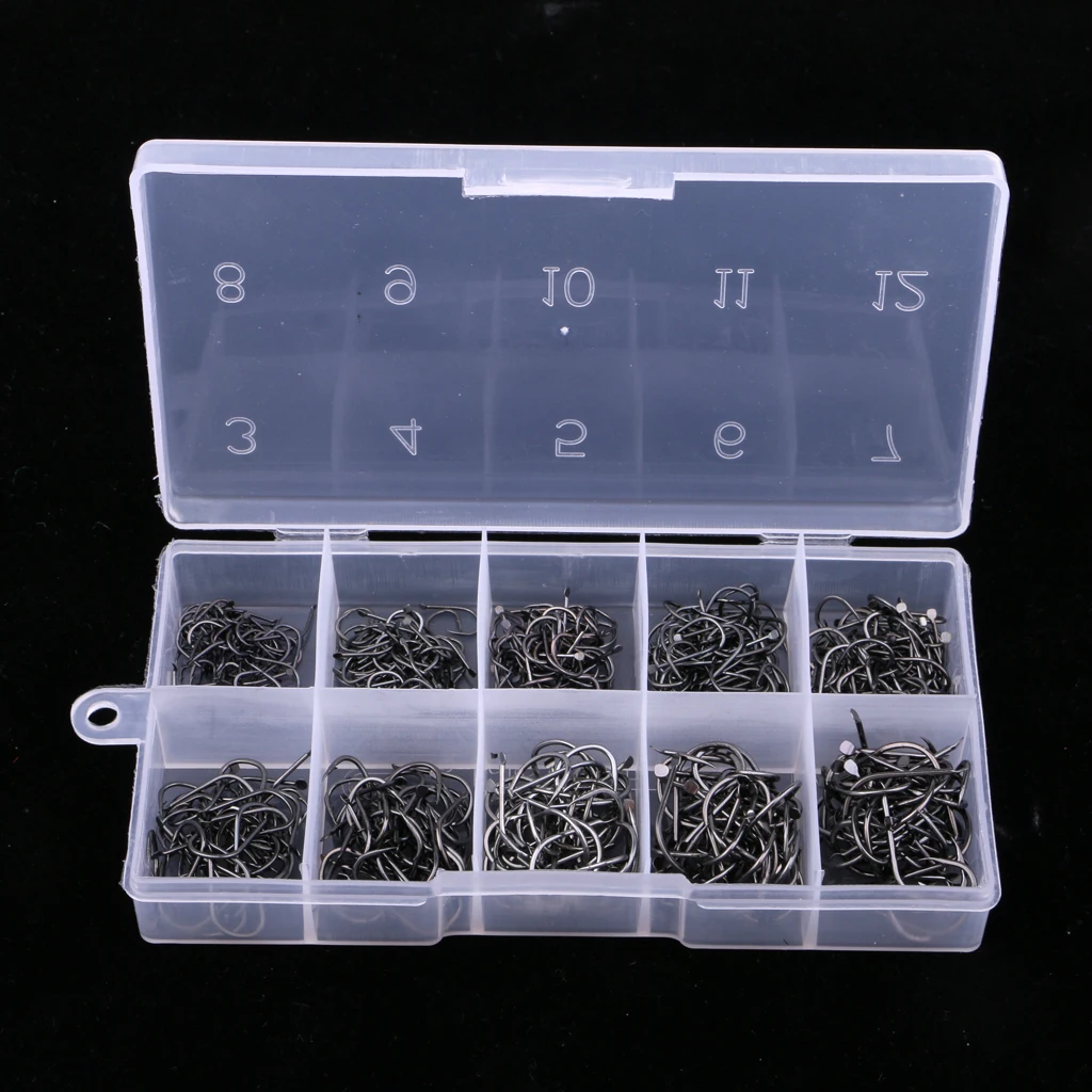 500pcs/set 10 Size Assorted Fishing Hooks Octopus Fish Hooks Circle Barbed Hook Fishing Accessory Replacement Tackles 