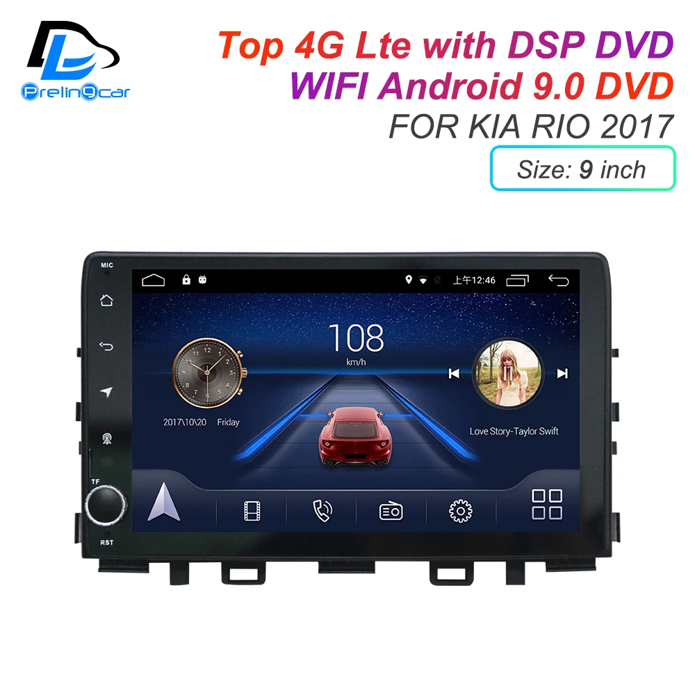 Android 9 0 DSP 4G Lte мультимедийный dvd плеер для KIA RIO 2015 Deckless 2017 подголовник монитор Радио