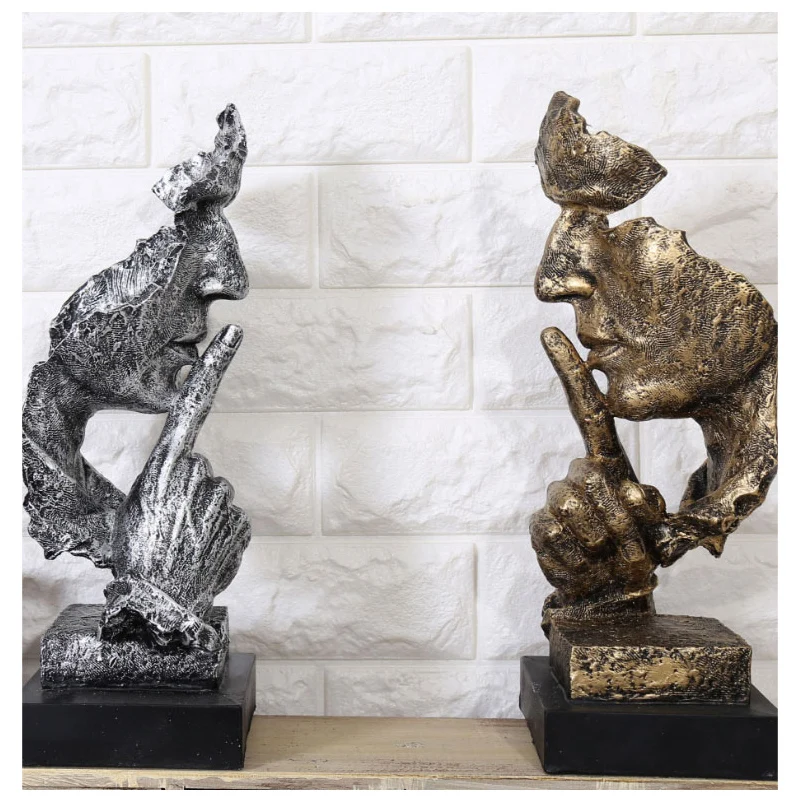 Creative Thinker Statues Retro Abstract Characters Figurine Do Not Listen/Speak/Look Miniature Sculpture Home Desktop Craft Gift | Дом и сад