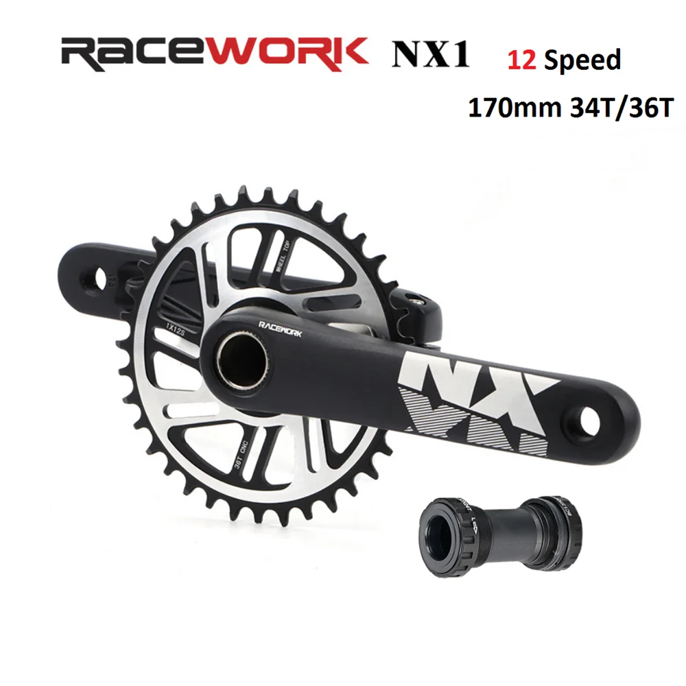 Racework Bicycle Crankset 170mm Mountain Bike Crankset 12 Speed 34t/36t Wide And Narrow Tooth