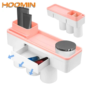 

Magnetic Adsorption Inverted Toothbrush Holder With Cup Wall Mount Makeup Toothpaste Toothbrushes Shelf Bathroom Product