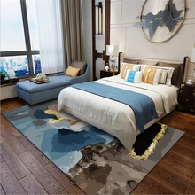 Коврик для гостиной Европейский абстрактный акварельный синий чернильный золотой узор ковер напольный коврик для спальни ручная стирка