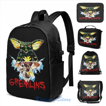 

Funny Graphic print Gremlins(4) USB Charge Backpack men School bags Women bag Travel laptop bag