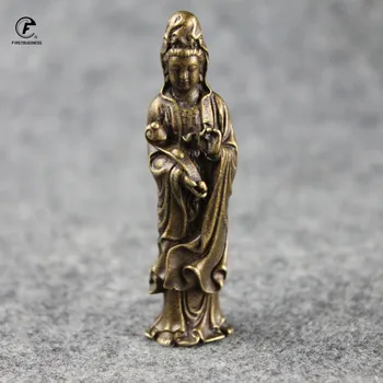 

Solid Copper guanyin Buddha Statue Home Decorations Brass Sculptures Vintage Living Room Office Desk Decor Miniature Figurine