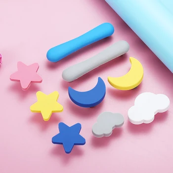 

NiceDun Children Rubber Door Handles Cute Pink Heart Star Moon Cloud Kitchen Cabinet Knobs Furniture Handle Drawer Pulls