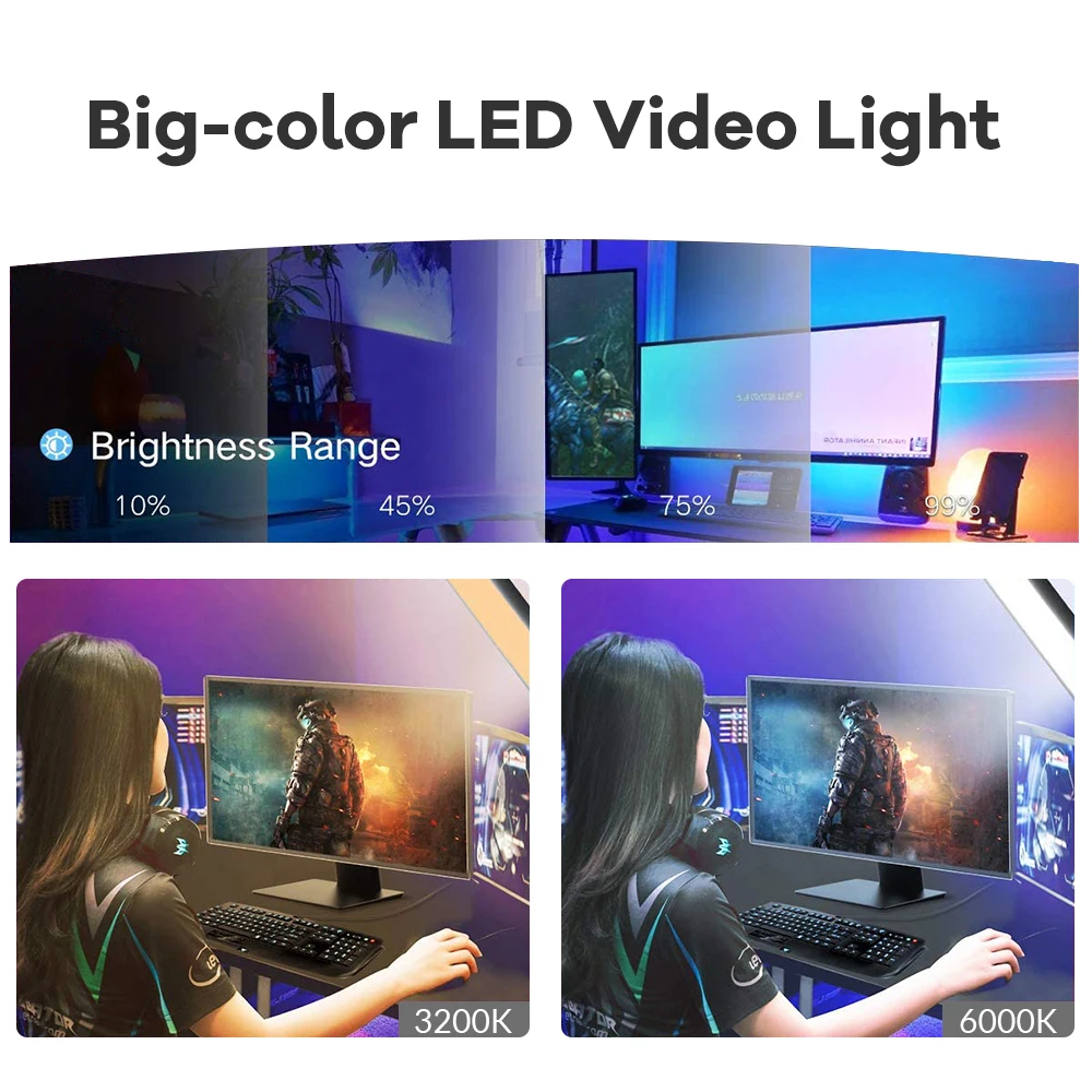 Pode Ser Escurecido Led Painel de Luz de Vídeo ue Plug 27005700k Iluminação Fotografia para Tiktok Live Stream Photo Studio Fill Lâmpada Três Cores - Image 3
