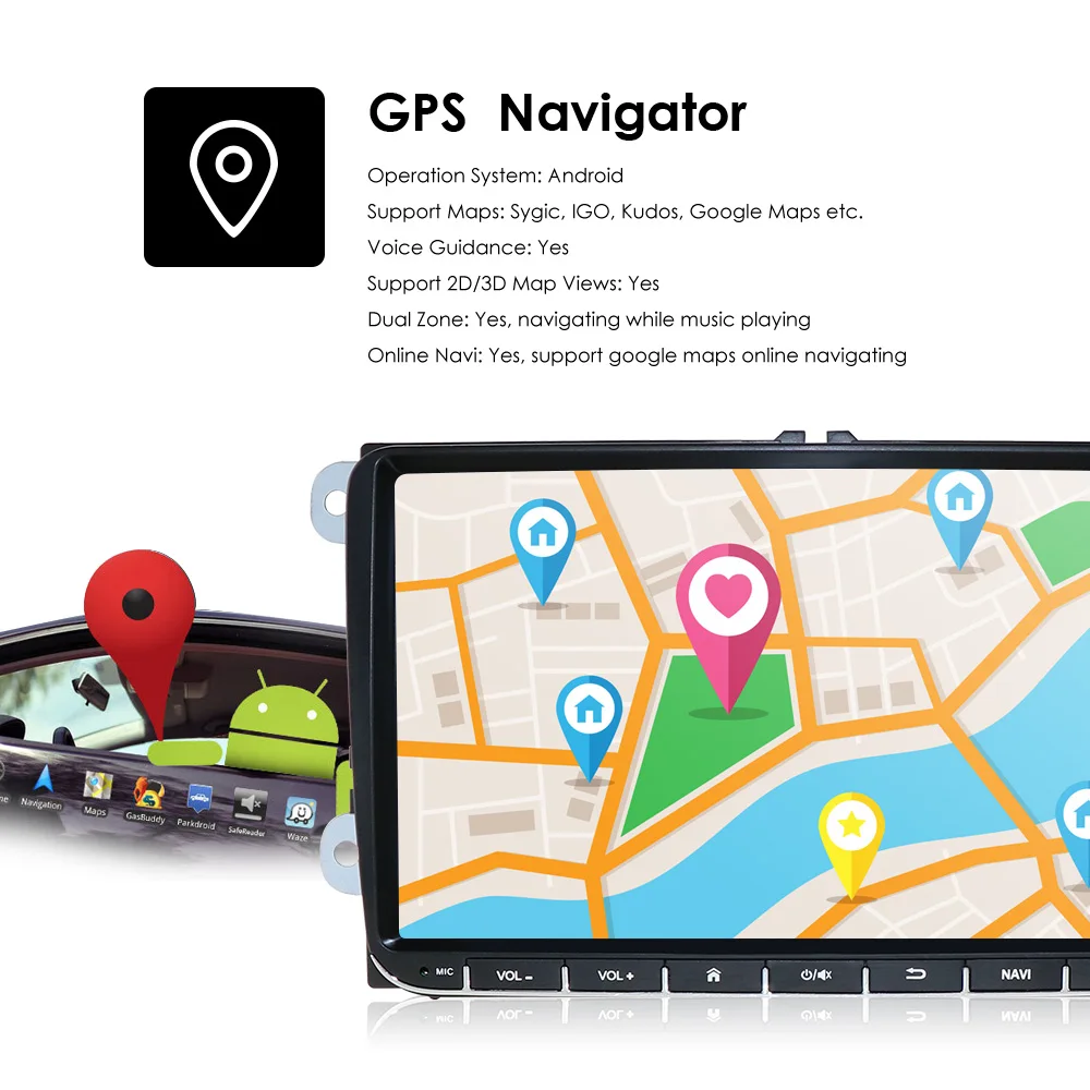 Cheap 2GRAM 9inch Android 9.0 car autoaudiofor V W Volkswagen/Golf/Polo/Tiguan/Passat/T5/Beetle/EOS/Skoda/Octavia car Radio GPS Car Me 14