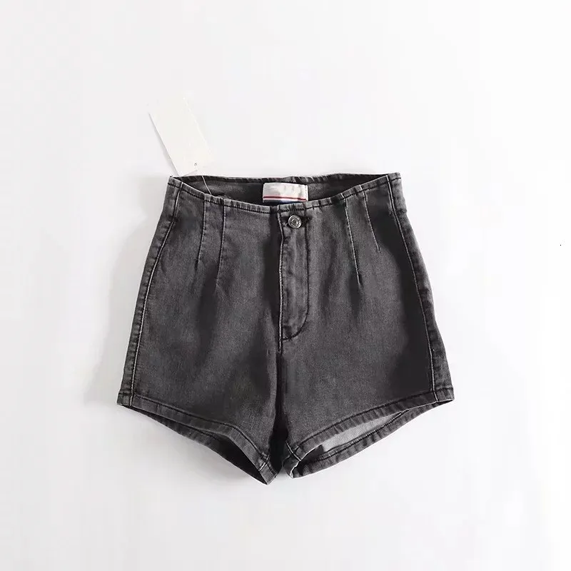 High Quality Ladies Spring Summer Slim Denim Shorts Female High Waist Button Fly Black/Blue Short Pants