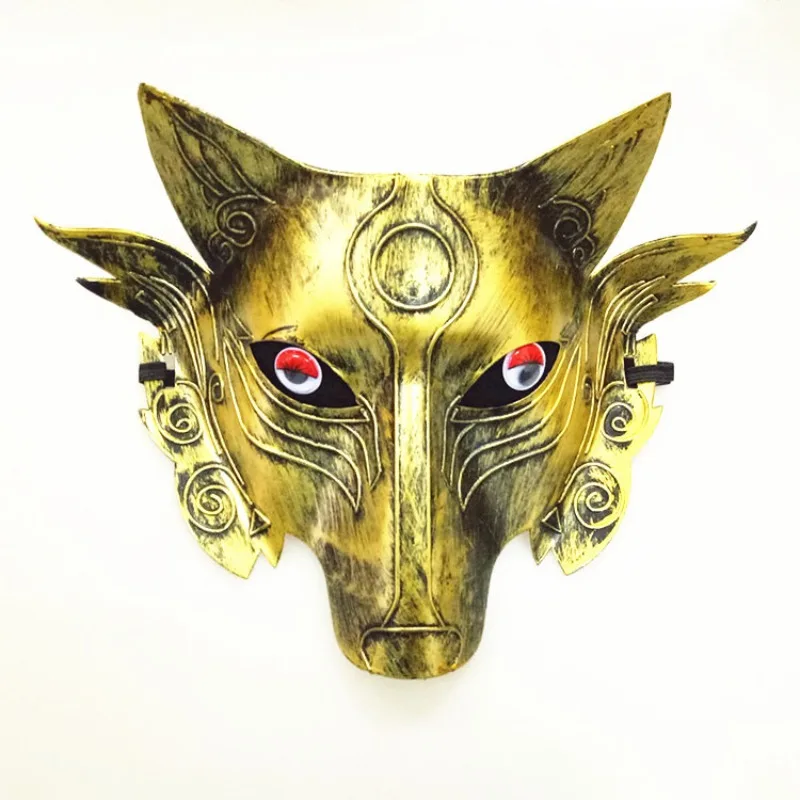Хэллоуин Серебряная Золотая маска голова Волка полное лицо покрытая пластиковая маска для Хэллоуина для вечеринки карнавала Маскарад косплей реквизит