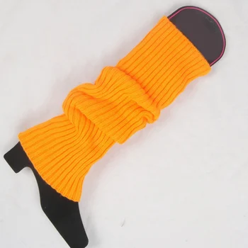 

Leg Warmers Autumn And Winter Women Gaiters Bright Wool Leg Pile Knitted Feet Vertical Stripes Candy Color Women's Legging