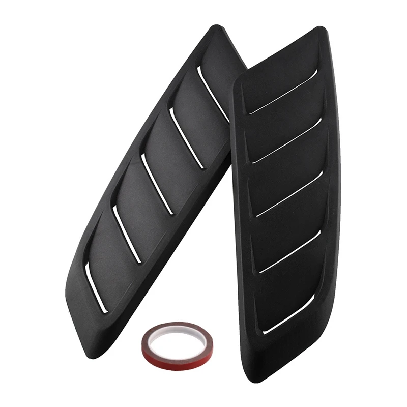 

2PCS Universal Car Front Engine Cover Panels Air Flow Vent Cover Car Roof Decorative Intake Hood Scoop Black ABS