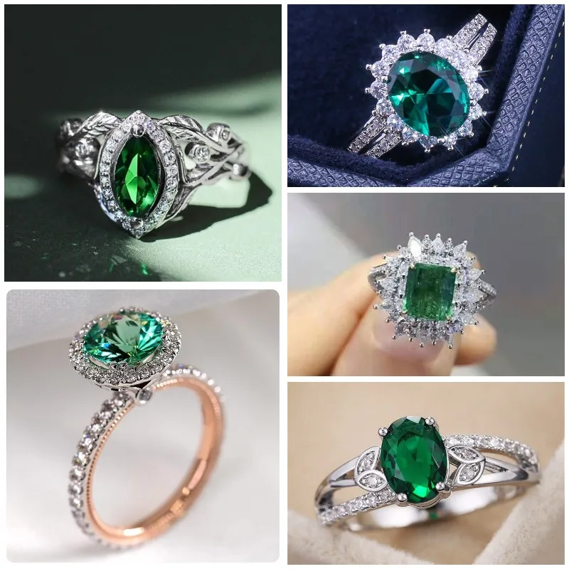 

CAOSHI Noble Women Rings Silver Color Inlaid Shine Green/Blue/White Oval Zirconia Fashion Jewelry Birthday Gift for Mother/ Wife