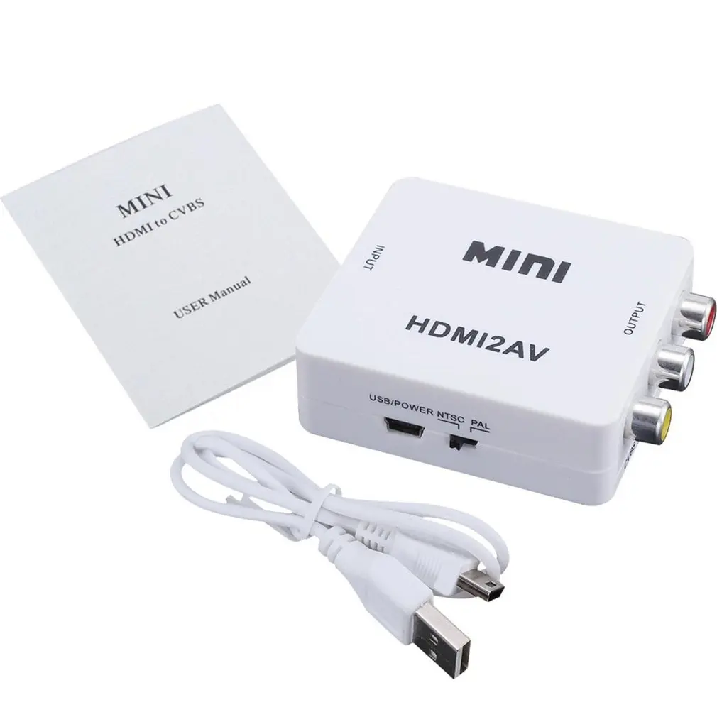 1080P Mini HDMI к VGA к RCA AV композитный адаптер конвертер с 3,5 мм аудио кабель VGA2AV/CVBS+ аудио к ПК преобразователь ТВЧ-сигналов