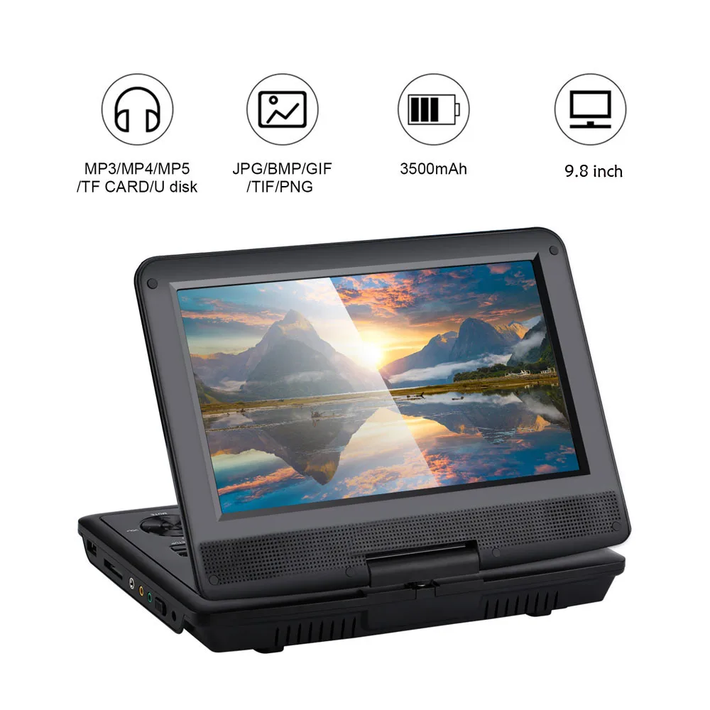 

9.8'' Screen TV Players HD DVD Player Portable DVD Player TV VCD CD Games with Gamepad