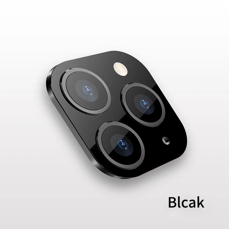 Металлический алюминиевый чехол для объектива камеры для iPhone 11 Pro MAX для iPhone X XS MAX наклейка поддельная Крышка для камеры поддержка вспышки - Цвет: Black
