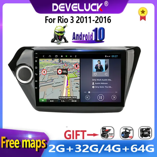 $113.77 Android 10.0 4G+64G Car Radio multimedia video player For Kia RIO 3 2011-2016 2din stereo Subwoofer  GPS navigation 4G+Wifi  RDS