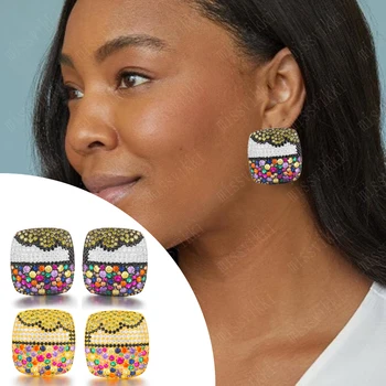 

missvikki 2020 Dubai Indian Nigerian African Luxury Fashion Square Stud Earring Bridal Women Girl Charm Jewelry Stage Show Party