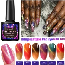 Azure beleza 6 pçs/lote thermo gato olhos gel polonês semi permanente unha arte temperatura uv verniz do prego camaleão gel polonês conjuntos(China)