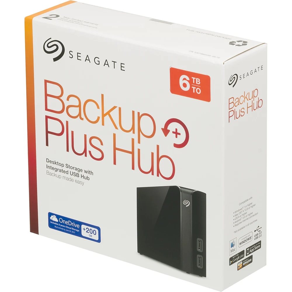 Жесткий диск Seagate Original USB 3.0 6Tb STEL6000200 Backup Plus Hub 3.5" черный
