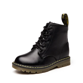 

Leather Boots Big Kids Girls Shoes Martin Boots Winter Thicken Plush Warm Ankle Boots Non-slip Comfortable SYL002