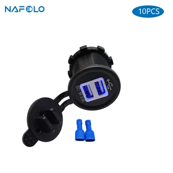 

10 PCS Dual USB Car Charger Adapter For Car Boat Marine Caravan Truck Motorcycle Auto USB Socket Mount Charger Power Adapter