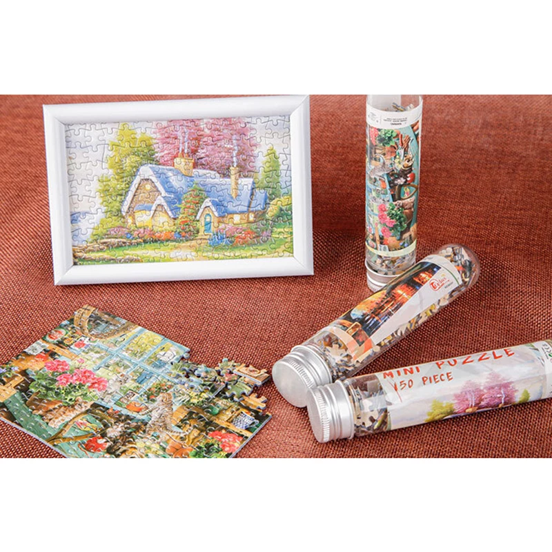 

150 Piece Tube Mini Paper Puzzles Game Toys for Children Adults Learning Education Brain Teaser Assemble Toy Games Jigsaw