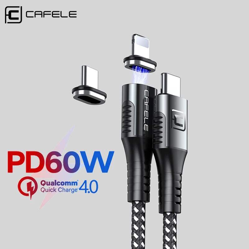 Магнитный кабель CAFELE QC4.0 Type C USB PD зарядный 5A для iPhone huawei xiaomi samsung быстрое зарядное