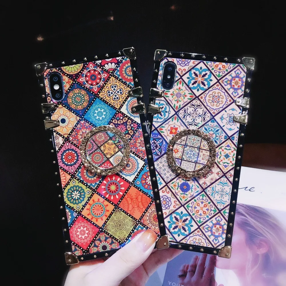 

Fashion Female folk-custom Square shell case for samsung Galaxy note 8 9 10 S20 FE A10 20 30 40S 50 70 71 91 plus ultra cover