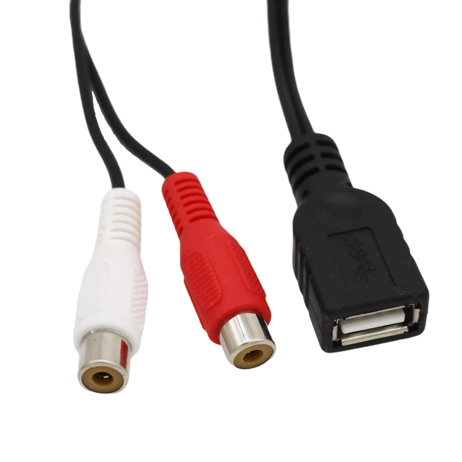 USB 2.0 A Female to 2x RCA Phono Female Splitter Audio Video AV PC TV Aux Composite Converter Adapter Cable Cord usb cable