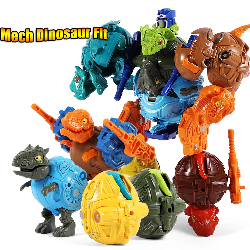 6 Dinosaurs Robot Mecha Action Anime Figure Toys for Boys Birthday Gift Transformed Jurassic Park Dino Egg Kids Montessori | Игрушки и