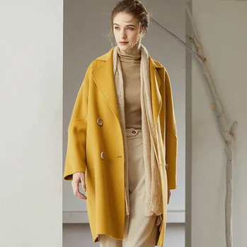 

In 2020, 100%wool autumn/winter fashion woollen coat for women, medium length over the knee woollen coat for women, Hepburn styl
