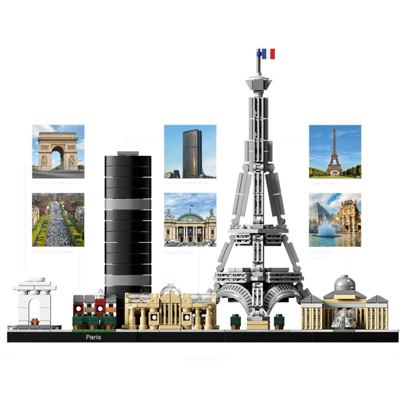 

Famous Building Series City Famous Architecture Paris Building Blocks Eiffel Tower Model Bricks Toys Compatible With Lego 21044