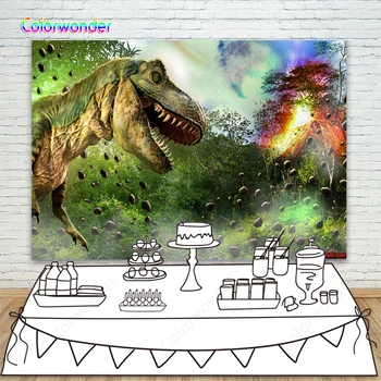 

Dinosaur World Park Party Backdrop Children Tropical Jungle Safari Photography Background Boy Birthday Cake Table Decor Banner