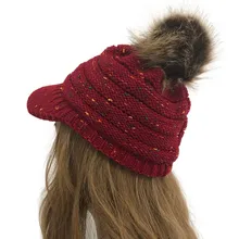 Зимние женские тёплые вязаные шапки бини Hairball теплая шерсть однотонная шляпа наружные головные уборы зимние шапки gorros Mujer Invierno