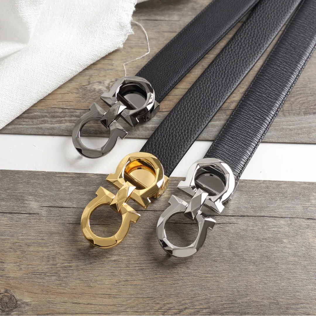 

hot sale new F men's luxury brand belt leather 8 angle metal buckle designer belt suit pants jeans banquet business belt 3.5cm