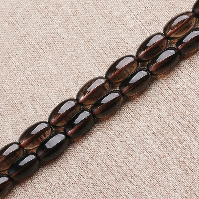 

A Strand 40cm 15.5'' Rice Shaped Tea Quartz Crystal Loose Beads 8*11 10*15 12*17mm DIY Jewelry Supplies