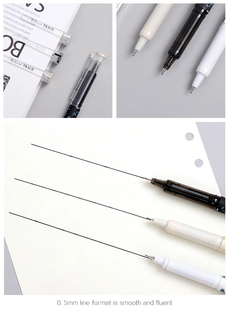 JIANWU 3pcs/set Simple lovely Large Capacity Gel Pen Quick-drying Neutral Pen for student black ink pen kawaii school supplies