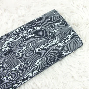 

140cm Wide Sea Waves Printed Cotton Fabrics for Patchwork Accessories Quilting Needlework Material DIY Handmade Bag Cloth Sewing