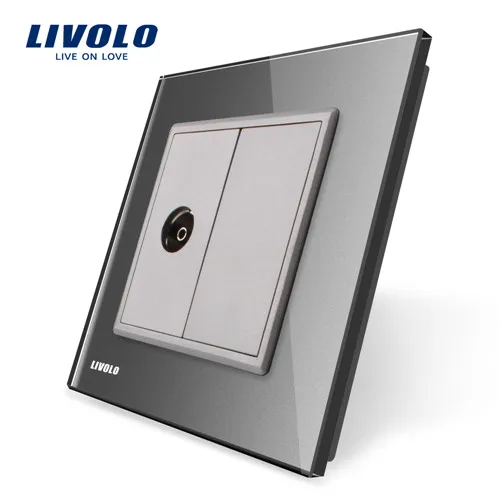 Livolo Роскошный настенный сенсорный датчик переключатель, выключатель света, выключатель питания, Хрустальное стекло, розетка питания, многофункциональные розетки, бесплатный выбор - Цвет: One TV Socket