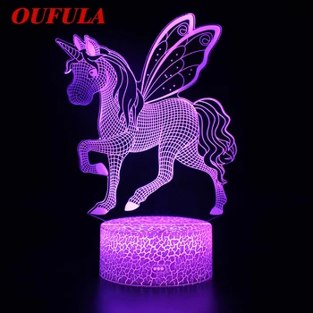 

AOSONG Night LED Lights Novelty 3D lamp Cute Toy Gift 7 ColorCartoon Atmosphere Lamp For Children Kids Room