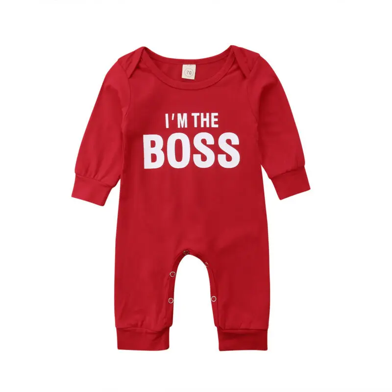 Модный милый комбинезон для новорожденного ребенка I'm the BOSS, наряды, комбинезон в рождественском стиле, одежда, подарки для мальчиков и девочек, одежда