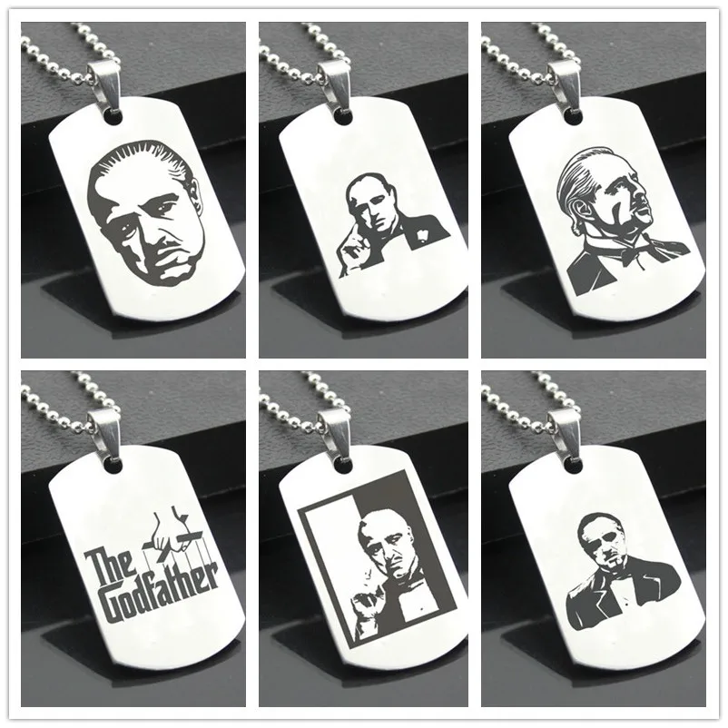 

GODFATHER JF01 Classic Stainless Steel Fashion Keychain Engraving Tags steel army card pendant for necklace