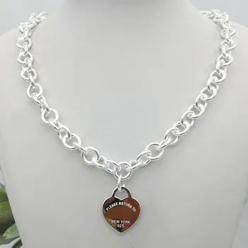 

Ms ms S925 pure silver heart-shaped tags fashion circle necklace with Europe and the United States woman holiday gifts