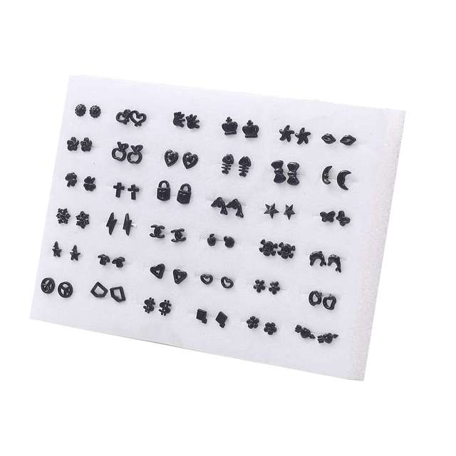 Randomly Mixed Silver Color Women Butterfly Bowknot Flower Heart Small Plastic Stud Earrings Sets For Girl Jewelry Part